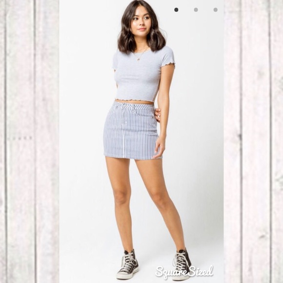 Stripe Mini Denim Skirt - Picture 2 of 5